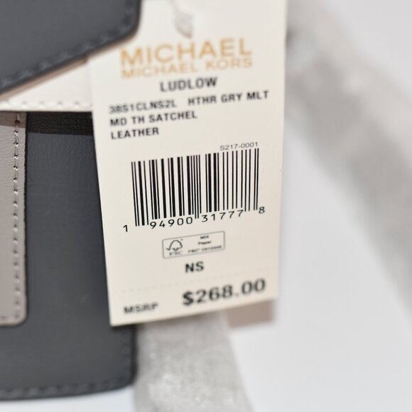 NEW Michael Kors Ludlow Medium Satchel – Heather Grey Multi – Leather Handbag – - Picture 3 of 11